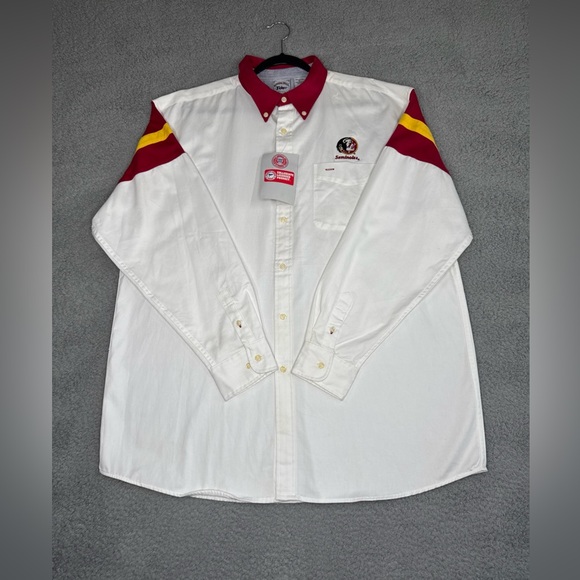Florida State Seminole Shirt Men's XL White Button-Down Long Sleeve Vtg NWT - Picture 3 of 14